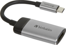 Cable Adaptateur Verbatim USB type C vers HDMI 2.0 10cm (Argent)