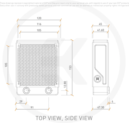 Radiateur pour watercooling Ekwb EK-CoolStream Classic PE 120mm (Noir)