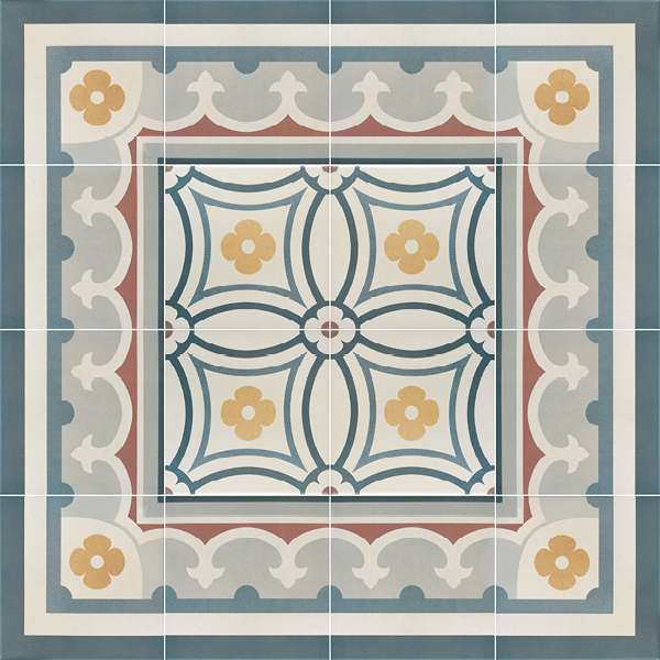 CAPRICE - SAINT TROPEZ BORDURE - Carrelage 20x20 cm aspect ciment motif floral coloré
