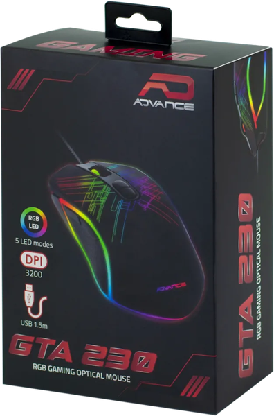 Souris filaire Gamer Advance GTA 230 RGB (Noir)