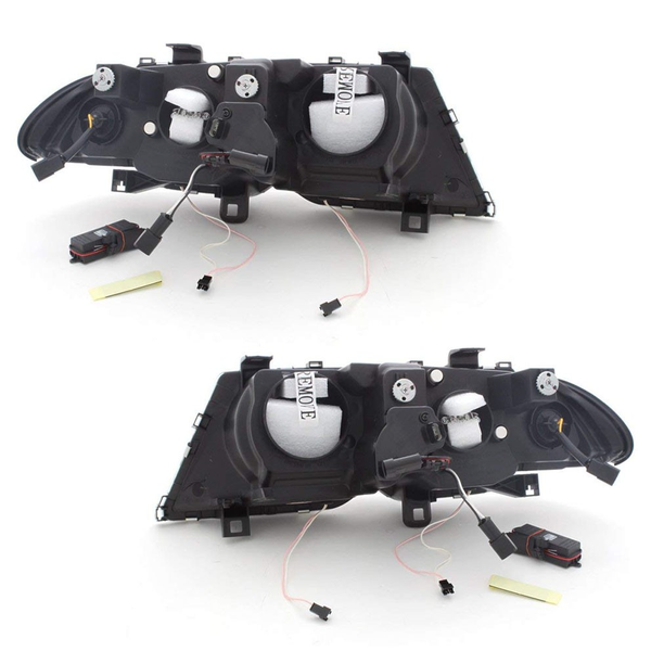 2 PHARES FEUX NOIRS ANGEL EYES ANNEAUX LED CCFL BMW SERIE 3 E46 5 PORTES 1998-2001 (00502)