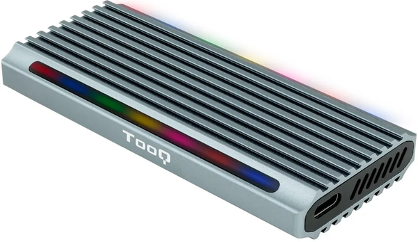 Boitier externe USB-C 3.2 Tooq Shinobi RGB - S-ATA/NVMe M.2 Type 2280 (Gris)