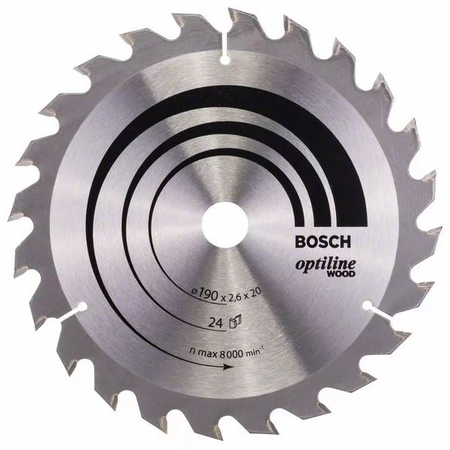 Lame de scie circulaire 190 x 30 x 2mm Optiline Wood pour le bois 24 dents - BOSCH - 2608641185