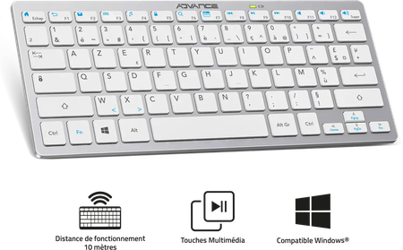 Clavier sans fil Bluetooth Advance SmartKeys (Gris)