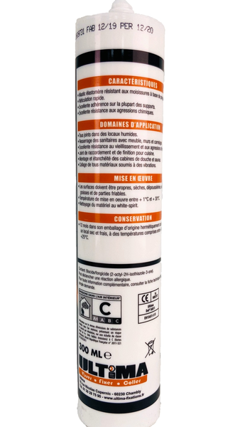 Silicone sanitaire blanc 300ml MS305 - ULTIMA - 16011