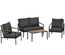 Salon de jardin style colonial 4 places 4 pièces noir gris