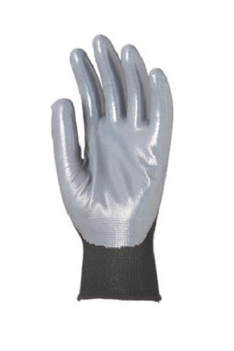 Gant tricoté polyester EUROTECHNIQUE enduit nitrile noir/gris T8 - COVERGUARD - 1NIBB08
