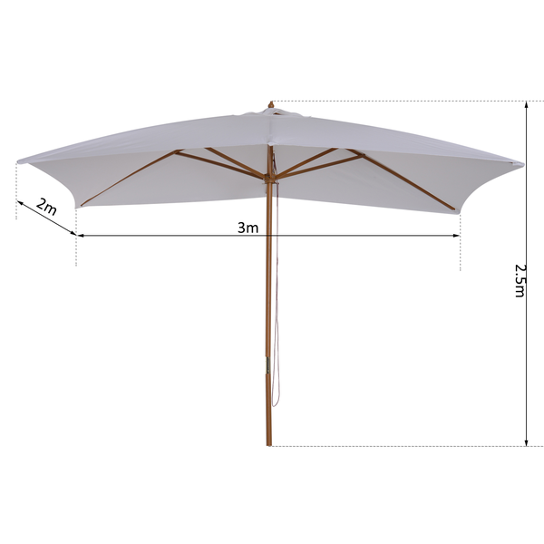 Parasol droit rectangulaire grande taille dim. 3L x 2l x 2,5H m