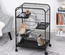 Cage pour Petits Animaux Roulante Bac Inférieur Amovible Nombreux Accessoires Acier PP Noire