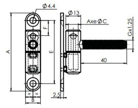 Paumelle fiche diamètre 13mm hauteur 68mm époxy blanc - MONIN - 654000