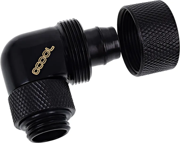 Raccord rotatif coudé à compression pour Tube Ø16mm - G1/4 Alphacool Eiszapfen (Noir)
