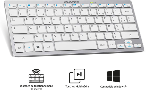 Clavier sans fil Bluetooth Advance SmartKeys (Gris)