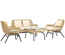 Salon de jardin 4 pers. 4 pièces style exotique coussins inclus beige