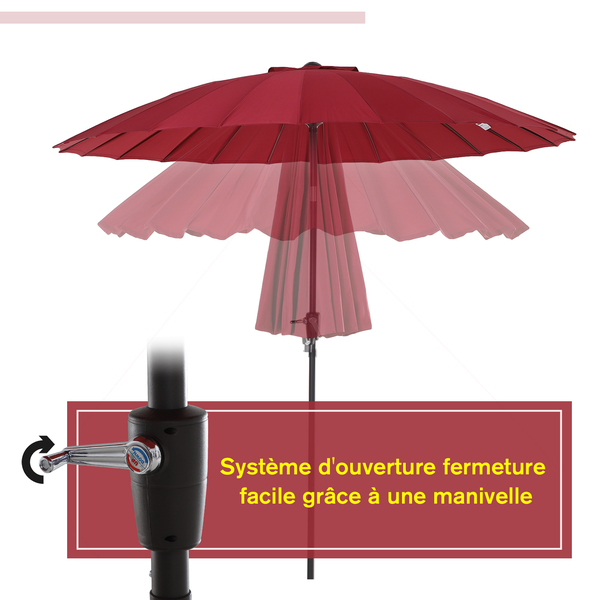Parasol inclinable rond diamètre 2,6 m rouge