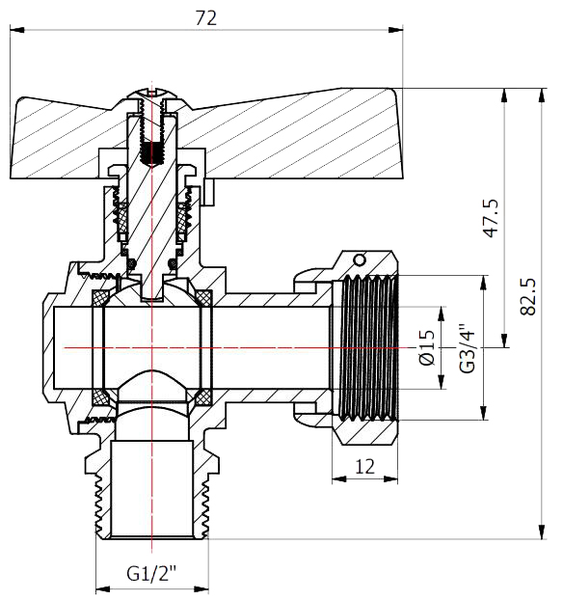 Robinet équerre Femelle 3/4 Mâle 1/2 pour compteurs d'eau - GARIS - B02-RCEQ1520