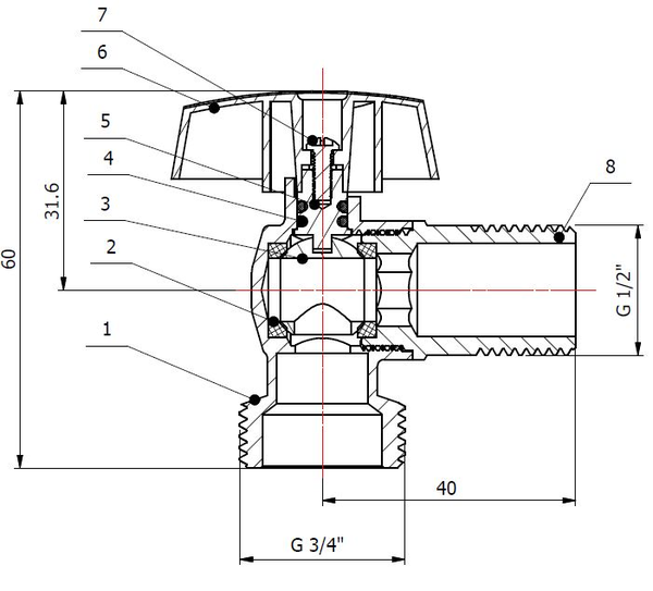 Robinet de machine à laver tête 1/4 de tour - GARIS - B01-RMLS