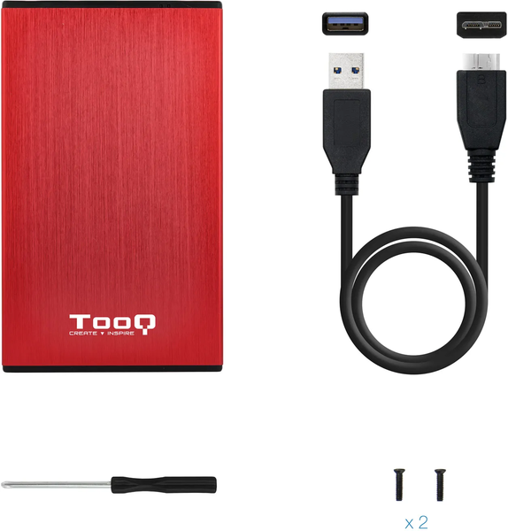 Boitier externe USB 3.1 TooQ TQE-2527 - S-ATA 2,5" (Rouge)