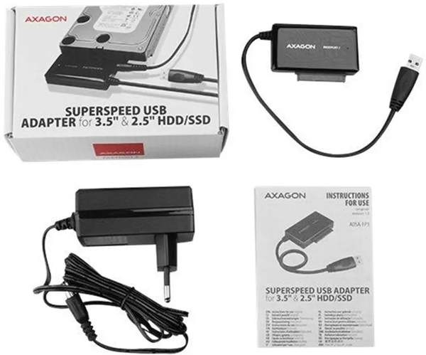 Adaptateur USB 3.0 Axagon ADSA-FP3 vers S-ATA SSD/HDD avec alimentation