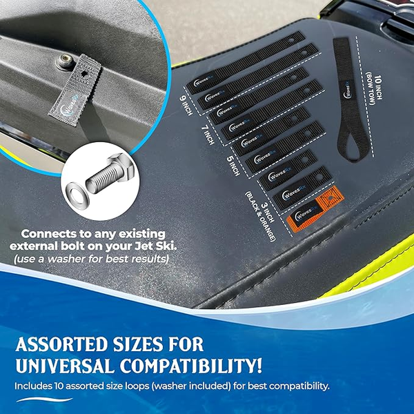 Soft Loops Jet Ski Cleats – Sangles Boucles Sécurisées pour Bumper, Défenses, Ligne d’Ancre, Élastique & Cordon de Quai pour Jetski, Waverunner & Seadoo