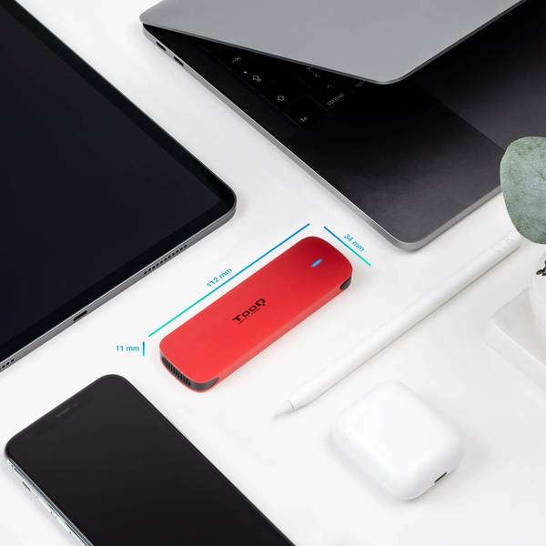 Boitier externe USB-C 3.2 Tooq TQE-2201 - NVMe M.2 Type 2280 (Rouge)