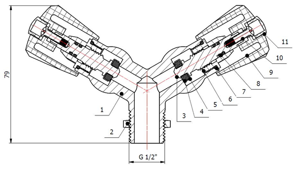 Robinet double de machine à laver laiton chromé - GARIS - B01-RMLDB