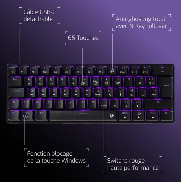 Clavier Gamer mécanique Onlan CA-100 TKL RGB (Noir)