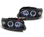 PHARES AVANTS NOIRS DOUBLE ANNEAUX ANGEL EYES LED PEUGEOT 106 PH2 (14610)