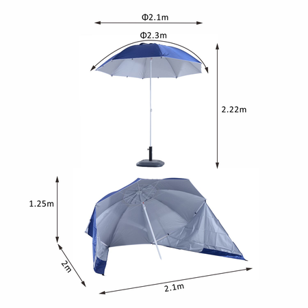 Parasol abri solaire bleu