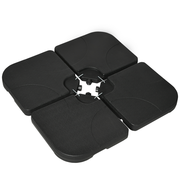 Pied de parasol lot de 4 dalles pour parasol à lester HDPE noir