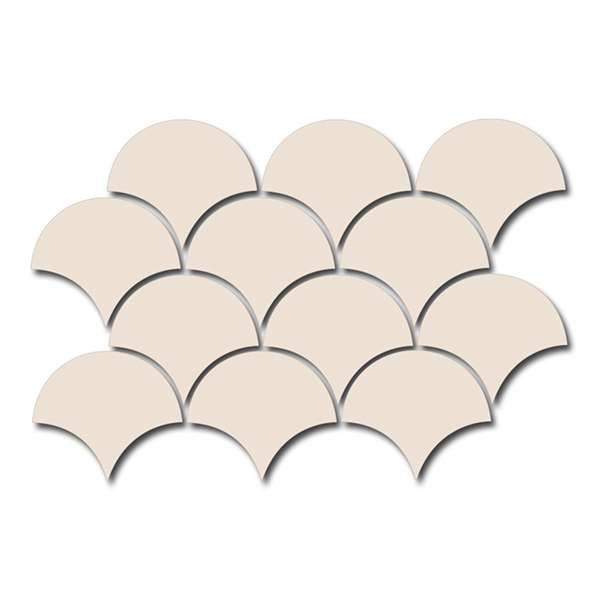SCALE FAN CREAM - Faience écaille de poisson 10,6x12 cm crème beige brillant