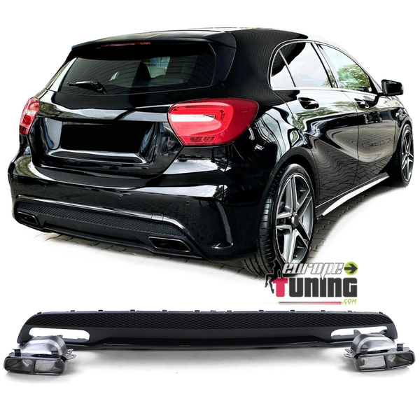 DIFFUSEUR FULL BLACK SPORT DOUBLES SORTIES MERCEDES CLASSE A W176 PH1 2012-2015 PACK SPORT (05485)