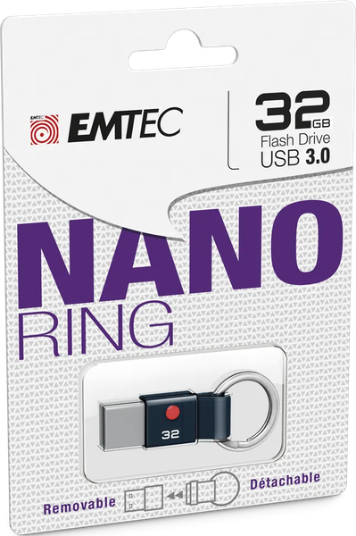 Clé USB 3.0 Emtec T100 Nano Ring - 32Go (Noir)