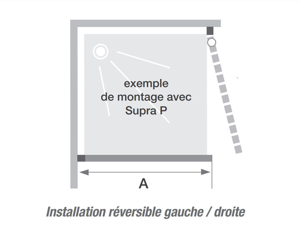 Paroi de douche SUPRA III FIXE 80cm profilé blanc avec verre transparent - KINEDO - PA1571BTN