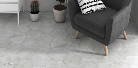 URBAN HEXA MELANGE SILVER - Carrelage 29,2 x 25,4 cm Patchwork Hexagonal aspect béton Gris