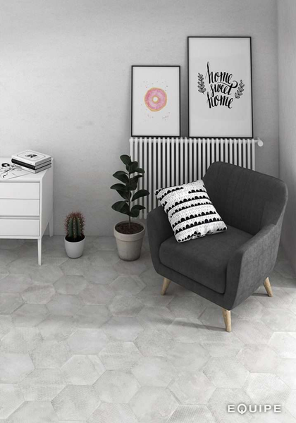 URBAN HEXA MELANGE SILVER - Carrelage 29,2 x 25,4 cm Patchwork Hexagonal aspect béton Gris