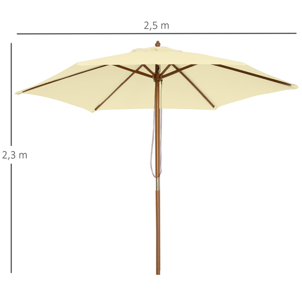 Parasol droit hexagonal bambou polyester