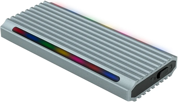 Boitier externe USB-C 3.2 Tooq Shinobi RGB - S-ATA/NVMe M.2 Type 2280 (Gris)