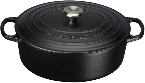 Le Creuset Cocotte Signature en Fonte Émaillée avec Couvercle, 35 cm, Ovale, 8,9 L, Noir Mat