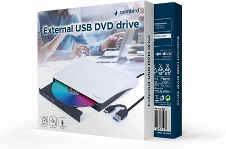Graveur DVD externe slim Gembird (Blanc)