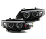 PHARES FEUX NOIRS ANNEAUX ANGEL EYES LEDS CCFL BMW X5 E53 FACELIFT AU XENON 2003-2007 (03189)