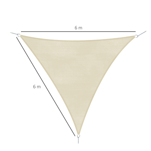 Voile d'ombrage triangulaire 6x6x6m crème