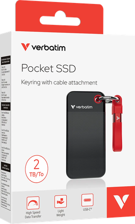 Disque SSD externe Verbatim Pocket - 2To (Noir/Rouge)