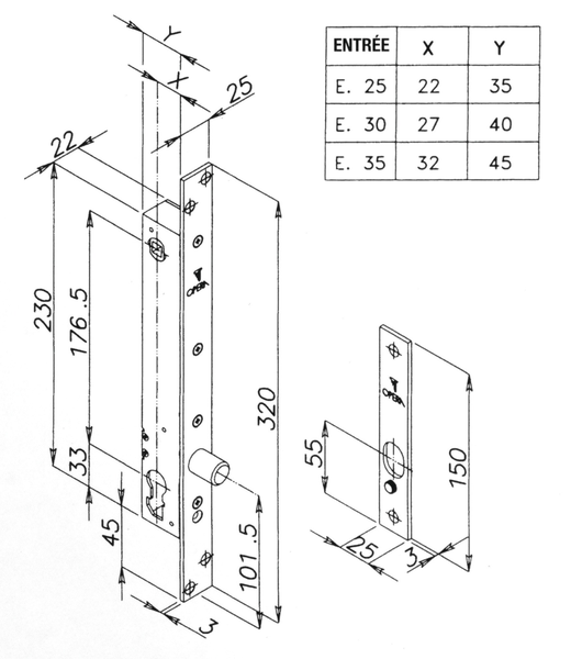 Pêne piston rotatif rond PRIMABASE avec béquille à émission en acier - OPERA - 25808-30