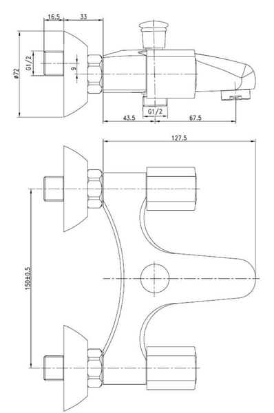 Mélangeur bain-douche avec inverseur 2 positions Tempo - GARIS - R02-11026EC