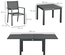 Ensemble de jardin 6 personnes table extensible gris