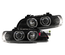 PHARES FEUX AVANTS NOIRS ANNEAUX ANGEL EYES EN U A LEDS BMW SERIE 5 E39 PHASE 1 (03630)