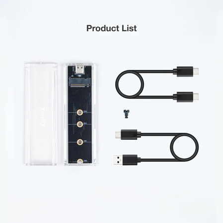 Boitier externe USB-C 3.2 Tooq TQE-2200 - M.2 NVMe Type 2280 (Transparent)