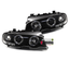 2 PHARES FEUX NOIRS ANGEL EYES ANNEAUX LED BMW SERIE 3 E46 2 PORTES 1999-2003 (00945)