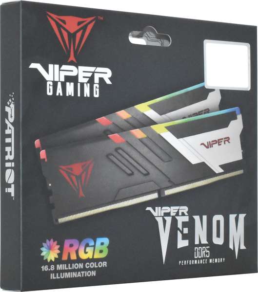 Kit Barrettes mémoire 32Go (2x16Go) DIMM DDR5 Patriot Viper Venom RGB  7200MHz (Noir)