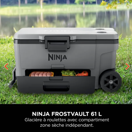 Ninja FrostVault 61 L Glacière roulante avec zone sèche, Gris Ardoise FB265EUUKGY